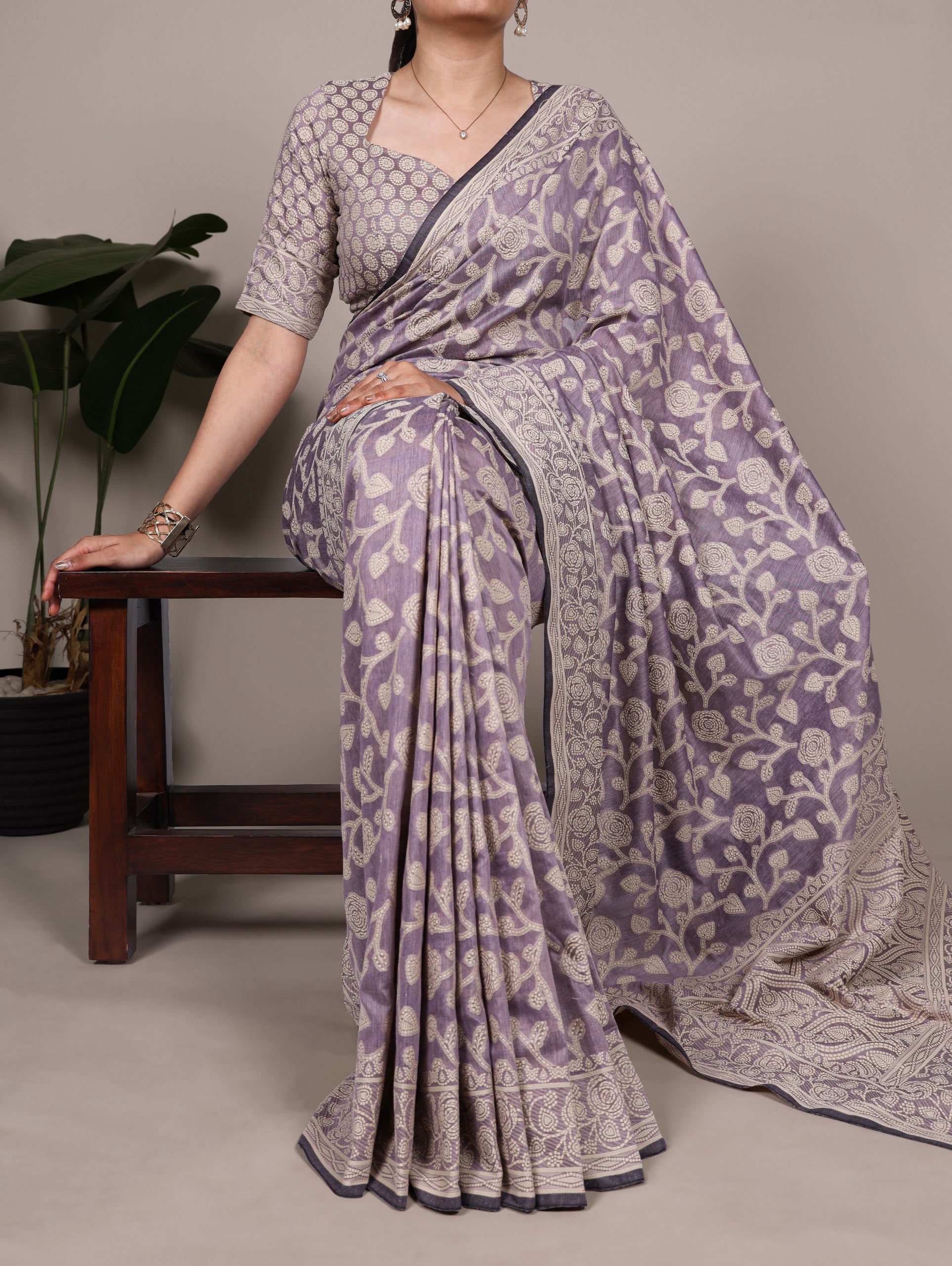 Flowing cotton silk texture with organic flower patterns makes this saree a perfect balance of tradition and ease 🪷