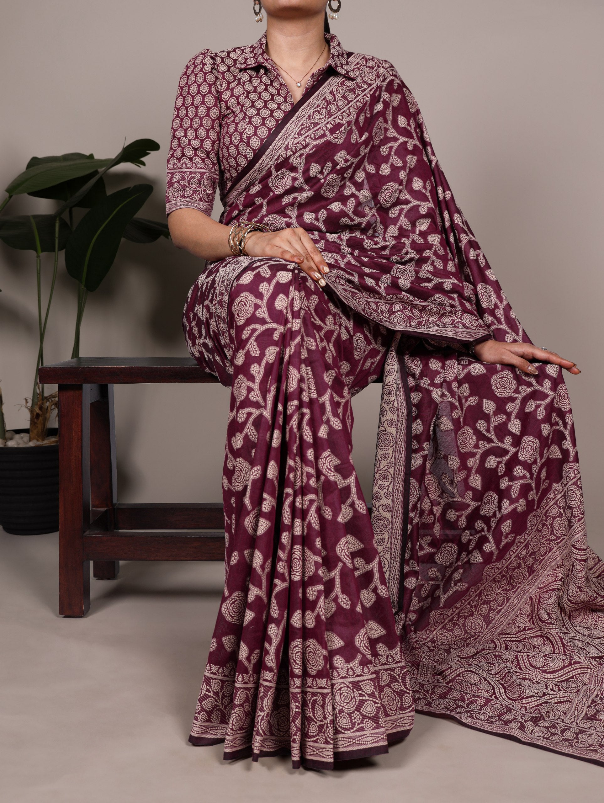 Flowing cotton silk texture with organic flower patterns makes this saree a perfect balance of tradition and ease 🪷