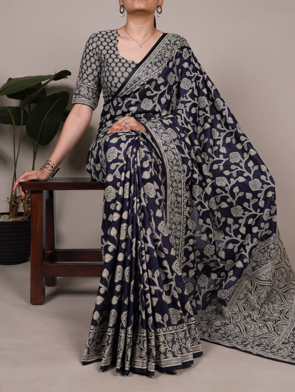 Flowing cotton silk texture with organic flower patterns makes this saree a perfect balance of tradition and ease 🪷