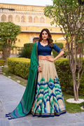 Tasar Silk Tie-Dye Lehenga Choli Set with Lace Border Dupatta