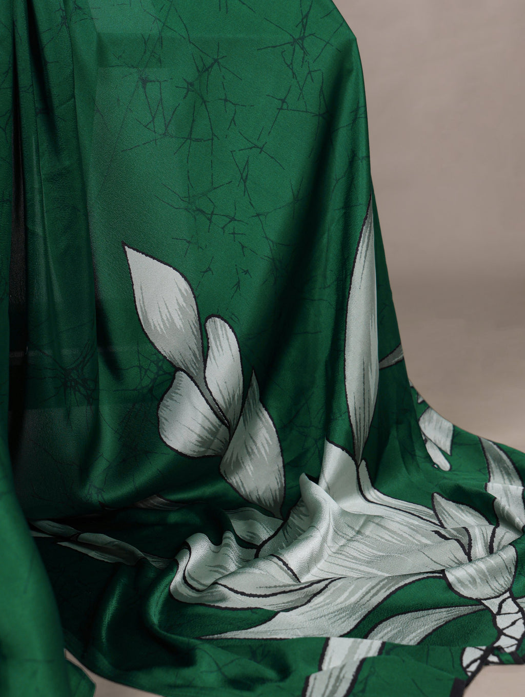 Floral Printed Satin Silk Saree with Unstitched Blouse