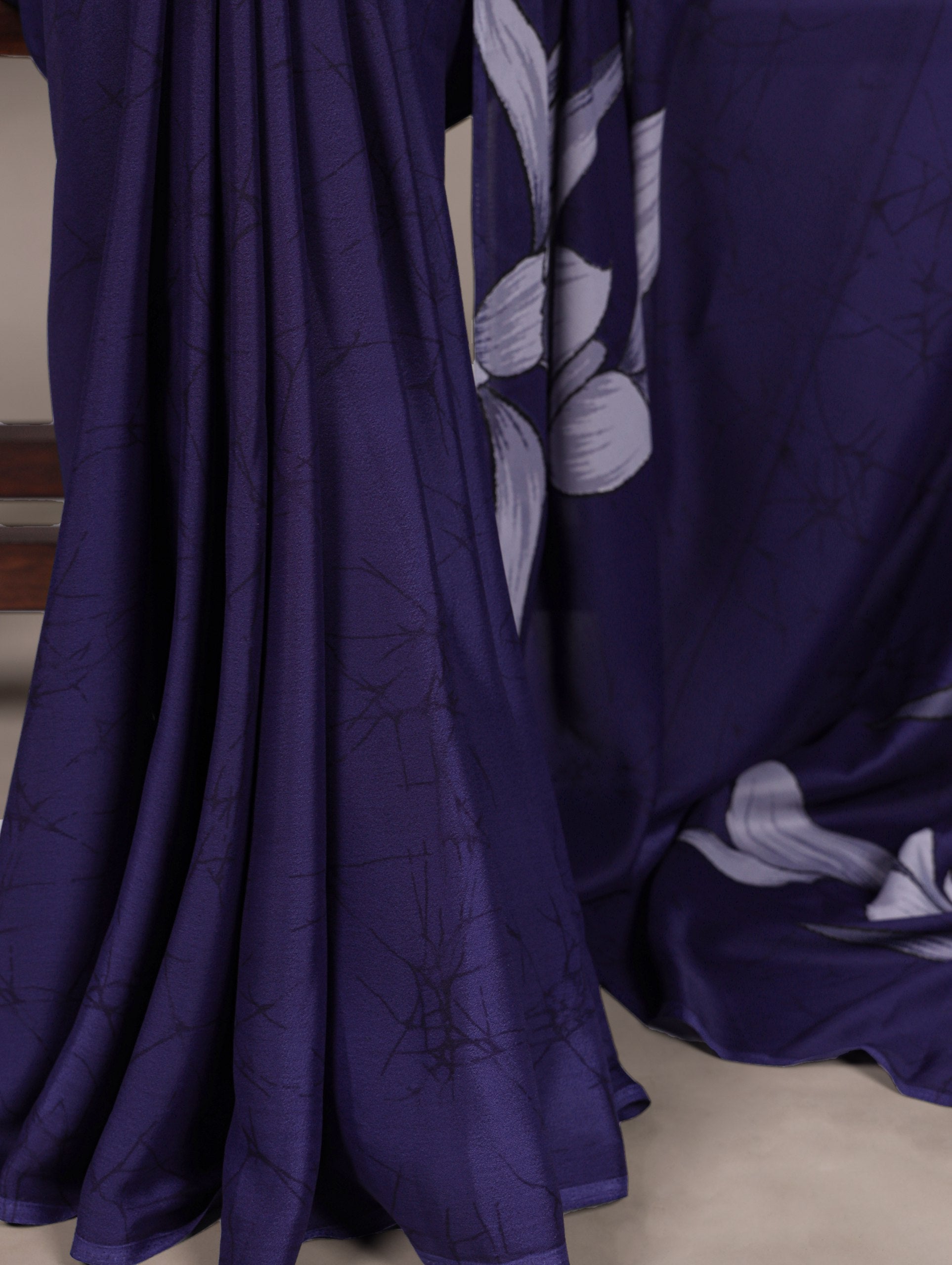 Floral Printed Satin Silk Saree with Unstitched Blouse