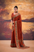 Printed Crepe Saree with Unstitched Blouse