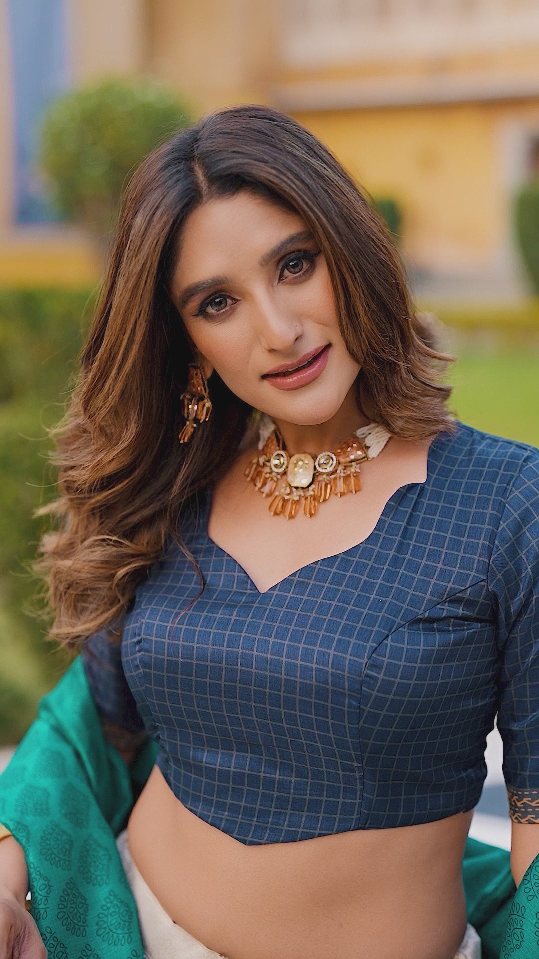 Tasar Silk Tie-Dye Lehenga Choli Set with Lace Border Dupatta