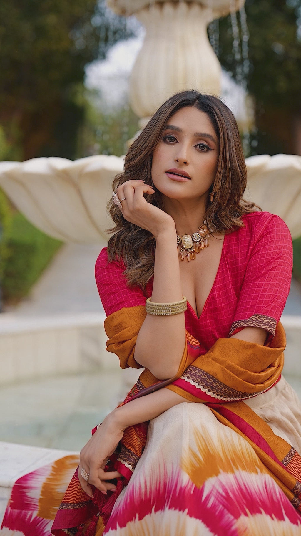 Tasar Silk Tie-Dye Lehenga Choli Set with Lace Border Dupatta