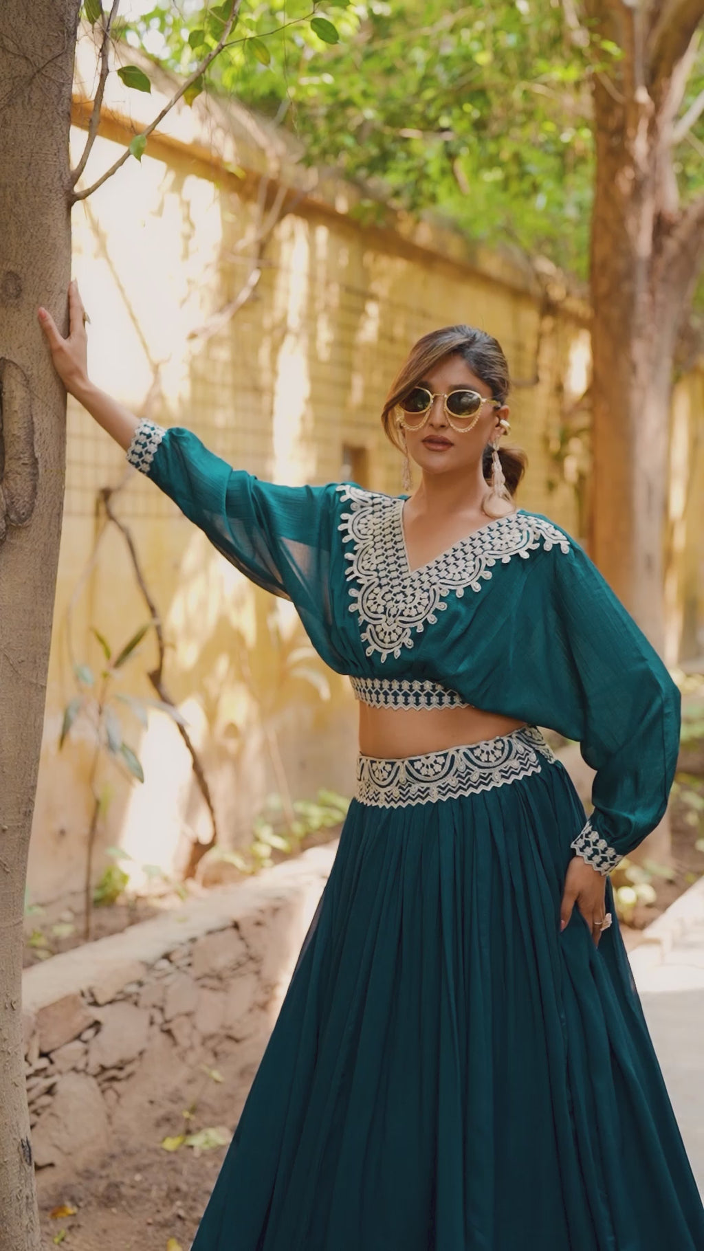 Stitched Vichitra Silk Lehenga Choli with Thread Embroidery Work for Women